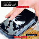 DWËLLZA KITCHEN Large Airtight Food Storage Containers - Clear Plastic Bulk Food Pantry & Kitchen Storage Containers for Flour, Sugar and Baking Supplies 4 Pcs. BPA-Free, Keeps Fresh & Dry (Black) by CozyNest Decor