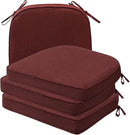 Sunbrella Round Corner Seat Cushions, 17" x 16" x 2", Set of 4, Indoor Outdoor Water Repellent Universal Chair Pads with Ties for Patio Furniture, Garden Dining Chairs, Spectrum Brick by GreenHaven Gardens
