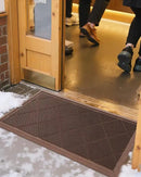 DEXI Front Door Mats Outside Entrance, 17x36 Rubber Waterproof Dirt Trapping Entry Mat for Entryway, Heavy Duty Non-Slip Low-Profile Welcome Doormat All Weather for Patio, Brown by CozyNest Decor