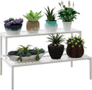 aboxoo Metal Plant Stand Metal 2 Tier Potted Multiple Flower Pot Holder Plant Shelf Indoor Plants Multiple,Outdoor Heavy Duty Planter Display Shelving Unit for Patio Garden Corner Balcony,Living Room(White) by GreenHaven Gardens