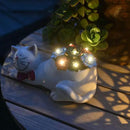 Cat Garden Figurines Outdoor Decor Solar Statue with Succulent and LED Lights for Patio Lawn Yard Art Decoration Housewarming Garden Gift by CozyNest Decor