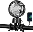50H Portable Stroller Fan, 15000mAh Ultra-Long Battery Powered Rechargeable Personal Fans, Tripod Clip Fan with Auto Rotation，3 Speed Desk Handheld Cooling for Travel Car Seat Bedroom by TinyTreasures Baby Boutique