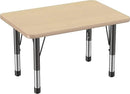 FDP Rectangle Activity School and Classroom Kids Table (24 x 36 inch), Chunky Toddler Leg, Adjustable Height 15-24 inches - Maple Top and Maple Edge by CozyNest Decor