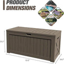 JUMMICO 120 Gallon Resin Deck Box, Large Outdoor Storage Box Waterproof & Lockable for Garden, Patio, Pools (Brown) by CozyNest Decor