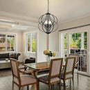 Modern Black Chandelier for Dining Room, 4 Lights Geometric Chandeliers, Sphere Chandelier Industrial Large Pendant Light Fixtures Hanging for Kitchen, Entryway, Foyer, Stairs by CozyNest Decor