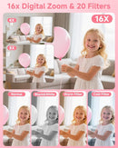 Digital Camera, 44MP FHD 1080P, 16X Zoom, 32GB SD Card, Compact Camera for Kids Teens Adults, Pink by TinyTreasures Baby Boutique