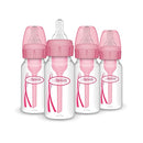 Dr. Brown's Natural Flow Anti-Colic Options+ Narrow Baby Bottle, 4 oz/120 mL, with Level 1 Slow Flow Nipple, Pink, 0m+, 4 Pack by TinyTreasures Baby Boutique