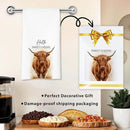 Highland Cow Farmhouse Hand Towels for Bathroom Kitchen Decor | Waffle Weave Microfiber Dish Towel Set | Hello Sweet Cheeks Farmhouse Cow Decorative - A01 by CozyNest Decor