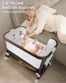 4 in 1 Baby Bassinet, Bassinets Bedside Sleeper with Wheels and Storage Basket, Adjustable 7 Heights Bedside Sleeper with Mosquito Net, Breathable Mesh Rocking Bassinet for Baby by CozyNest Decor