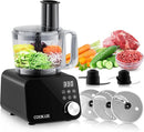 COOKLEE Food Processor, 600 Watts, 6 Functions Electric Food Chopper for Chopping, Mincing, Dicing, Shredding, Slicing, Purees & Dough with 12cup Processor Bowl, Food Chute & Pusher, Black by TinyTreasures Baby Boutique