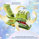 2 Pack Bubble Guns for Kids, Rechargeable LED Light Up Dinosaur Bubbles Machine Blower with 4 Bottles Refill Solution for Toddlers 4-8, Wedding Party Birthday Gift by TinyTreasures Baby Boutique