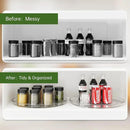 URALFA Lazy Susan Organizer for Cabinet 2 Pack, 10.6" Clear Lazy Susan Turntable Rotating Organizer, Plastic Organization and Storage Spinning Spice Rack for Kitchen, Bathroom, Pantry, Fridge, Table by CozyNest Decor