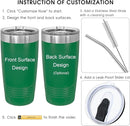 Personalized Tumbler, Vacuum Insulated Travel Coffee Mug 20oz, Gifts for Him, Father’s Day Gift, Keeps Drink Cold and Hot, Closing Lid Included (Green) by TinyTreasures Baby Boutique