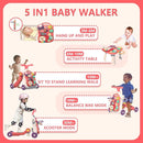 QDRAGON 5 in 1 Walker for Baby Girl, Baby Push Walkers, Assemble as Scooter/Motorbike/Activity Center/Detachable Panel, Walking Toys for Infants 6-12 Months, Red by TinyTreasures Baby Boutique