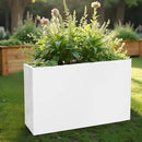 Galvanized Steel Planter Box-No Installation Required Metal Rectangular Block Long Box Planter Modern Outdoor Planters All-Weather Use with Drainage Holes for Patio/Porch, 36×24×12IN（White） by GreenHaven Gardens