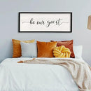 comurdyo Be Our Guest Wall Decor Sign 40”X15” Large Master Bedroom Above Bed Wall Decor Wood Framed Guest Room Sign Simple Rustic Farmhouse Over Bed Bedside Wall Art (Black) by CozyNest Decor