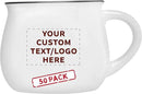 Custom Glazed Campfire Coffee Mugs 12 oz. Set of 50, Personalized Bulk Pack - Perfect for Coffee, Tea, Espresso, Hot Cocoa, Other Beverages - White