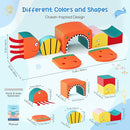 Lischwert Foam Climbing Blocks for Toddlers, Shark Theme Baby Climbing Blocks Soft Play Climbing for Toddlers with Foldable Block and Tunnel Indoor Climbing Toys for Toddler 1-3, 6 Pieces by TinyTreasures Baby Boutique