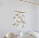 Boucle Cloud Moon Crib Mobile Boho Baby Mobile for Crib Neutral Nursery Mobile for Boys & Girls by CozyNest Decor