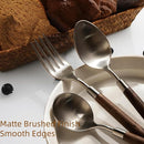 Silverware Set 16 Piece Flatware Cutlery Set Service for 4,18/10 Stainless Steel Forged Walnut Wooden Handle Matte Brushed Dishwasher Safe Premium Durable Utensil Sets for Home Kitchen Wedding by CozyNest Decor
