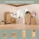 Modern Double Tilt-Out Trash Cabinet, 20 Gallon Fluted Laundry Hamper Cabinet with 2 Drawers, Wooden Hidden Garbage Can Cabinet with Storage Basket for Kitchen & Living Room, Natural Oak by CozyNest Decor