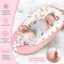 Baby Lounger - Baby Lounger for Newborn 0-24 Months, Breathable and Soft Cotton Cover Baby Nest, Portable Cozy Tummy Time Lounger for Home and Travel, Ideal Baby Essentials & Shower Gifts by TinyTreasures Baby Boutique