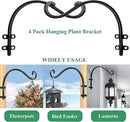 4 Pack Heavy Duty Plant Hanger Bracket, 16Inch Hanging Brackets for Plants Outdoor and Indoor, 80lbs Holding Capacity Metal Plant Wall Hooks, Black Hanging Plant Brackets for Flower Wind Bird Feeder by GreenHaven Gardens