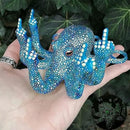 Middle Finger Octopus，Middle Finger Statue，Weird Decor Suitable for Indoor and Outdoor Garden Home Various Fish Tank Decoration (Blue) by GreenHaven Gardens