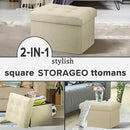 LINMAGCO Ottoman Storage Ottoman with Storage Small Foot Rest Stool Under Desk Stool Short Folding Footrest Linen Cloth Beigh 16X12X12IN by CozyNest Decor