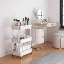 Calmootey 3-Tier Rolling Utility Cart with Drawer,Multifunctional Storage Organizer with Plastic Shelf & Metal Wheels,Storage Cart for Kitchen,Bathroom,Living Room,Office,White by CozyNest Decor