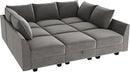 HONBAY Velvet Sectional Sofa Couch with Storage - Modular Sleeper for Living Room, Grey by CozyNest Decor