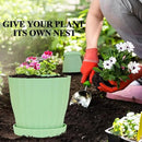 5 Pack Flower Pots for Indoor Plants, 6 inch Plant Pots Outdoor Planters for Porch Garden Office Home Decorative Holiday with Drainage Holes and Saucers, Plastic Planter Nursery Pots Green by GreenHaven Gardens
