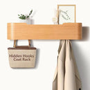 Coat Rack Wall Mount with Hidden Hooks Entryway Hanging Shelf Modern Wood Coat Hanger for Bedroom Kitchen Hallway Bathroom (Oak, 16.6 Inch Long) by CozyNest Decor