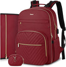 MOMUVO Diaper Backpack for Women Large Capacity with Insulated Pockets Diaper Bags For Baby,Burgundy by TinyTreasures Baby Boutique