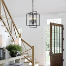 4-Light Vintage Black Chandelier, Foyer Lighting Fixtures Farmhouse Chandeliers for Dining Room, Modern Industrial Lantern Pendant Light for Kitchen Island Entryway Stairway by CozyNest Decor