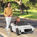 Costzon Ride on Car, 12V Licensed Bentley Bacalar Battery Powered Kids' Electric Vehicles w/Remote Control, Scissor Doors, Wireless Connection, Lights/Sound Effects, Kids Car Toys for Toddlers(White) by TinyTreasures Baby Boutique