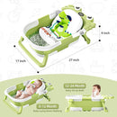 Collapsible Baby Bathtub for Newborns to Toddler with Real-time Temp Monitor & Floating Cushion,Portable Travel Tub for 0-36 Month, Foldable Baby Bath Tub for Infants(Green) by TinyTreasures Baby Boutique