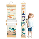 Customize Name Canvas Growth Chart for Kids, Dinosaur Unisex Kids Room Wall Decor, Measuring Height Chart, Wall Tape with Height Chart for Kids, Foldable Height Tracker, Lightweight by TinyTreasures Baby Boutique