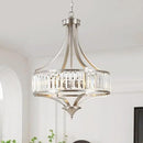 20" Brushed Nickel Chandeliers for Dining Room, 5-Light Modern Crystal Chandelier for Entryway, Hanging Round Light Fixture for Kitchen Island Living Room Bedroom Office Bathroom Staircase by CozyNest Decor