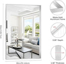 Silver Bathroom Mirror, 36x55 Inch Rectangular Deep Frame Mirror, Large Wall Mounted Bathroom Vanity Mirror Over Sink for Bedroom,Restroom, Living Room, Hangs Vertically or Horizontally by CozyNest Decor