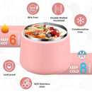 Soup Thermo for Hot Food Kids 14oz Lunch Containers with Buckle Lid Wide Mouth Hot Food Jar Vacuum Insulated Stainless Steel Bento Box Leakproof with Spoon(Pink) by TinyTreasures Baby Boutique