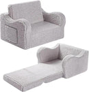 Kids Chairs for Toddler, 2-in-1 Toddler Soft Sherpa Couch Fold Out, Convertible Sofa to Lounger for Girls and Boys, Grey by CozyNest Decor