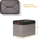 DULLEMELO Storage Bins 16"x12"x12" With Leather Handles for Organizing,Decorative Collapsible Storage Baskets for Shelves Closet Home Office (Black&Grey) by TinyTreasures Baby Boutique