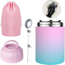 Soup Thermo for Hot Food & Drinks, Thermo Lunch Box for Kids, 17oz Vacuum Insulated Food Container with Spoon&&Drawstring Bag, Soup Therm for Adults, Pink&Green by TinyTreasures Baby Boutique