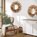 LOSOUR 2 Pack 22 Inch Boho Wall Sunburst Mirror Rustic Round Wood Decorative Mirror Boho Wall Art Decor for Entryway Bedroom Living Room by CozyNest Decor