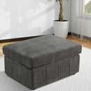 Ottoman Rectangular Storage Ottoman Bench, Flannel Footrest Stool Footstool with Lid for Living Room, Bedroom, Entryway, Gray, 38"x29"x22" by CozyNest Decor