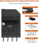 JUNNUJ Large Pegboard Power Tool Organizer with Charging Station, 8 Drills Driver and Tools Battery Holder Wall Mount with 8 Outlet Power Strip, Black 3-Layer Shop Garage Storage Utility Rack by GreenHaven Gardens