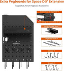 JUNNUJ Large Pegboard Power Tool Organizer with Charging Station, 8 Drills Driver and Tools Battery Holder Wall Mount with 8 Outlet 10 FT Power Strip, Black 3-Layer Shop Garage Storage Utility Rack by GreenHaven Gardens