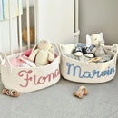Personalized Baby Name Basket, Custom Woven Baby Shower Gift Basket with Cotton Rope Handle Baby Diaper Nursery Shelf Storage Basket Bin for Kids' Bedroom (Style 4) by TinyTreasures Baby Boutique