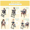 6-in-1 Baby High Chair, Convertible Highchair for Babies to Toddlers, Step Stool for Dining Time, Foldable & Easy Clean, Space-Saving Design, Adjustable, Navy Blue by TinyTreasures Baby Boutique